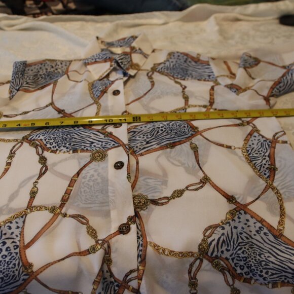 St John Sport Sheer Med Button Down Mob Wife Retro Glam Rock Equestrian - Picture 6 of 12